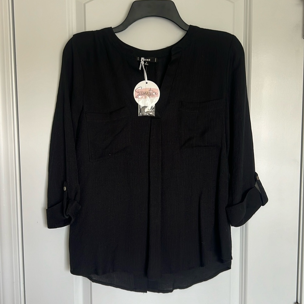 Mine blouse, 3/4 sleeves, black.  NWT